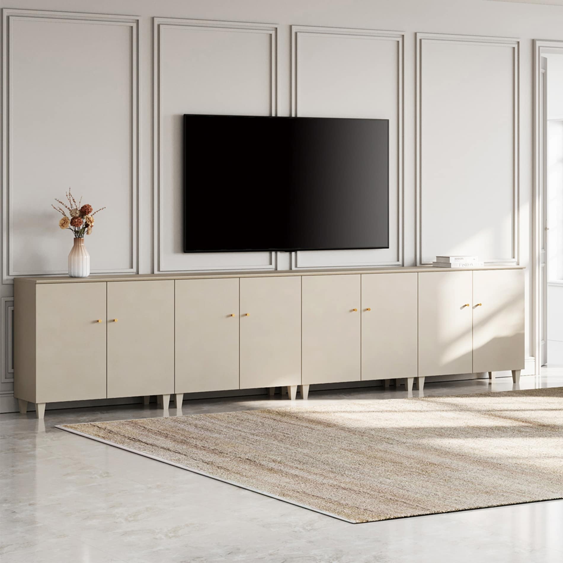 WAMPAT Modern TV Stand, Tall Entertainment Center with Doors