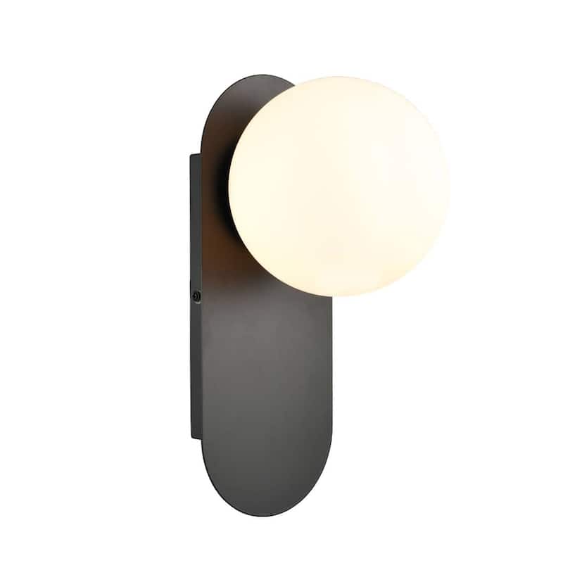 Ibiza Modern Globe Wall Light Sconce with Opal Glass Shade - 1-Light