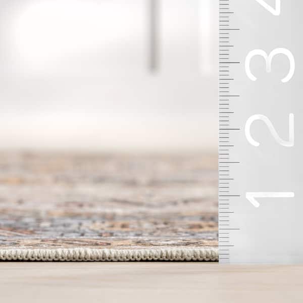dimension image slide 1 of 2, Nuloom Purnima Medallion SplashGuard Machine Washable Area Rug