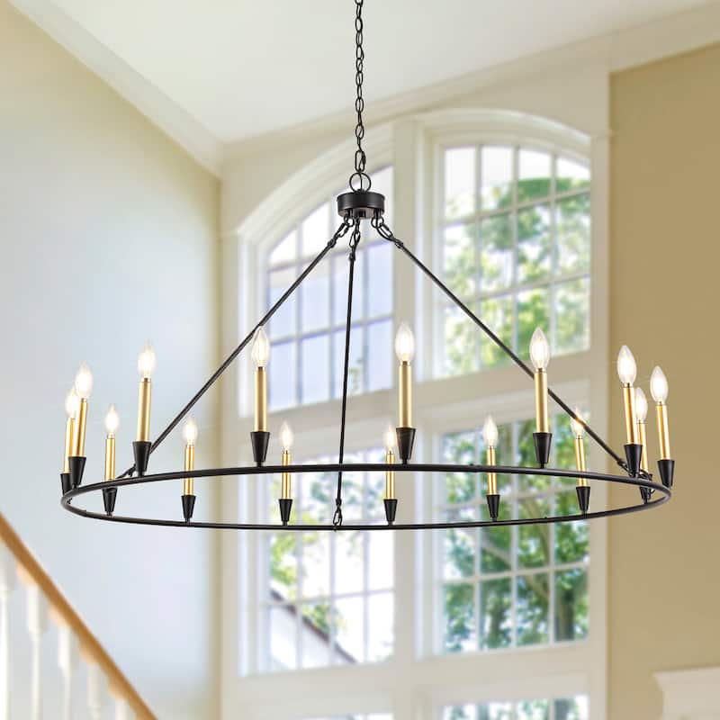 15-Light Wagon Wheel Chandelier Farmhouse Chandelier Traditional Chandelier for Dining Room - 15Light