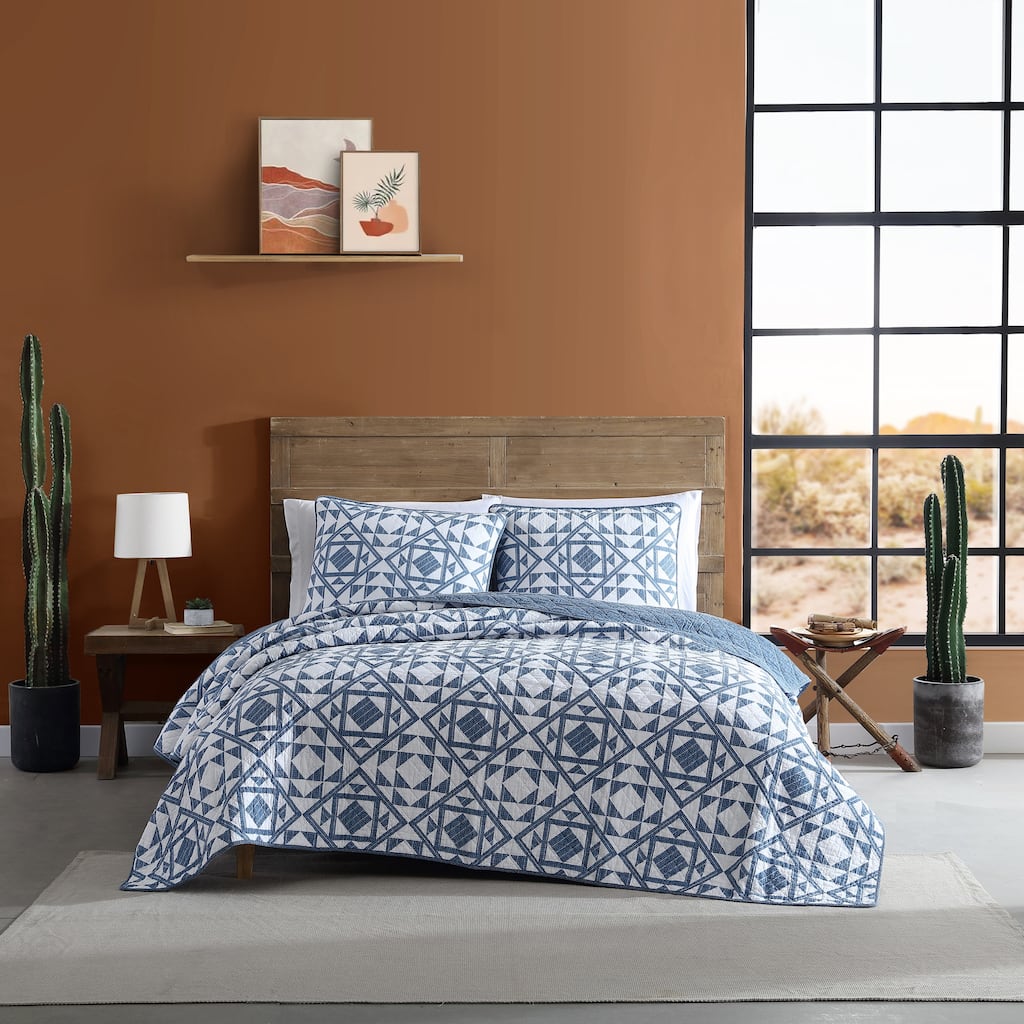 Wrangler Phoenix Patchwork Navy Cotton Quilt Set