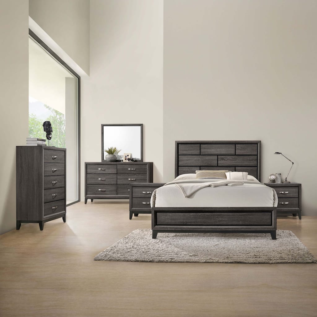 Furniture of America Lante Modern 6-Piece Two-Tone Design Panel Bedroom Set