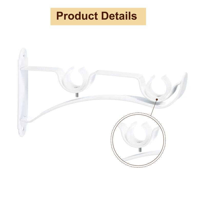 4Pcs Double Curtain Rod Bracket, Holders for Drapery Rod