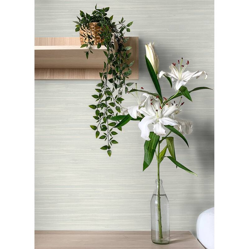 Chesapeake Grassweave Aqua Imitation Grasscloth Wallpaper