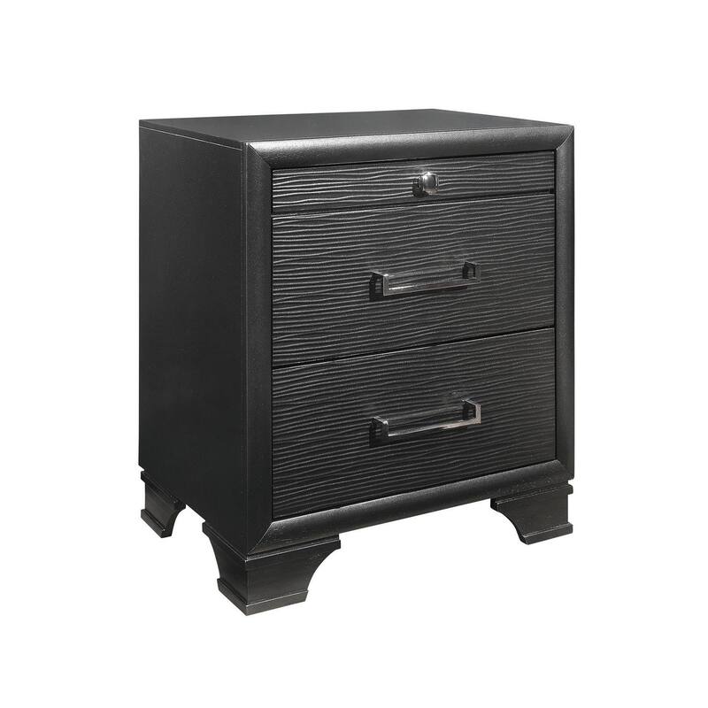 Gray Nightstand with Spacious Drawers and Tapered Legs