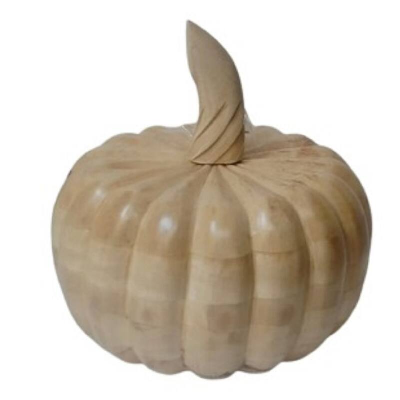 Large Wooden Pumpkin Tabletop Decoration - 11.5"
