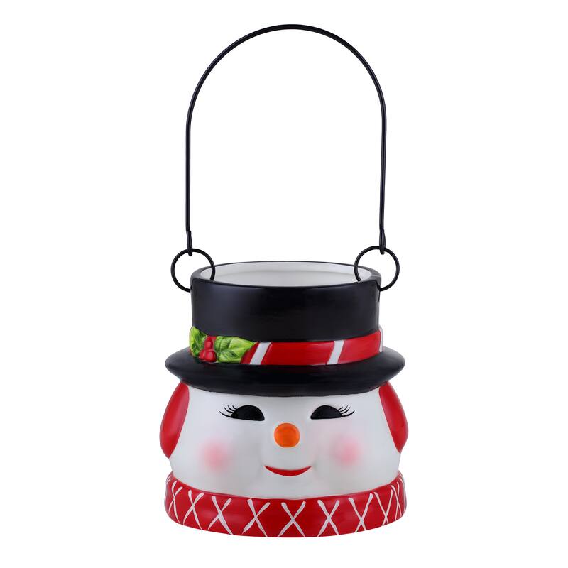 5" Nostalgic Ceramic Container - Snowman