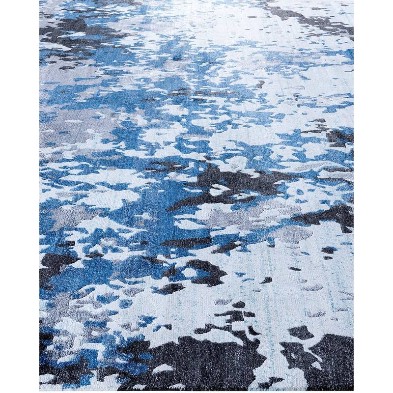 Modern One-of-a-Kind Hand-Knotted Area Rug, Blue - 8' 2" x 10' 2"