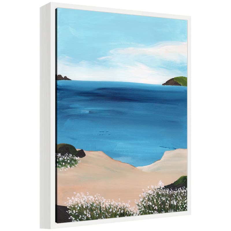 Kate and Laurel Sylvie Midday at Sea Framed Canvas by Nikita Jariwala - White