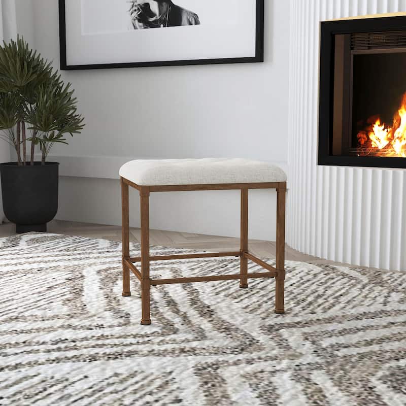 Hillsdale Katherine Backless Metal Vanity Stool, Golden Bronze - Golden Bronze - 18.5H x 18.5W x 15D