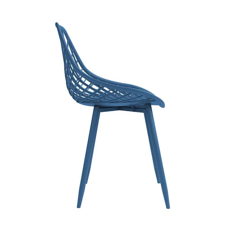 Kurv™ Mid-Century Modern Dining Chair with Steel Legs for Indoors or Outdoors - Set of 2