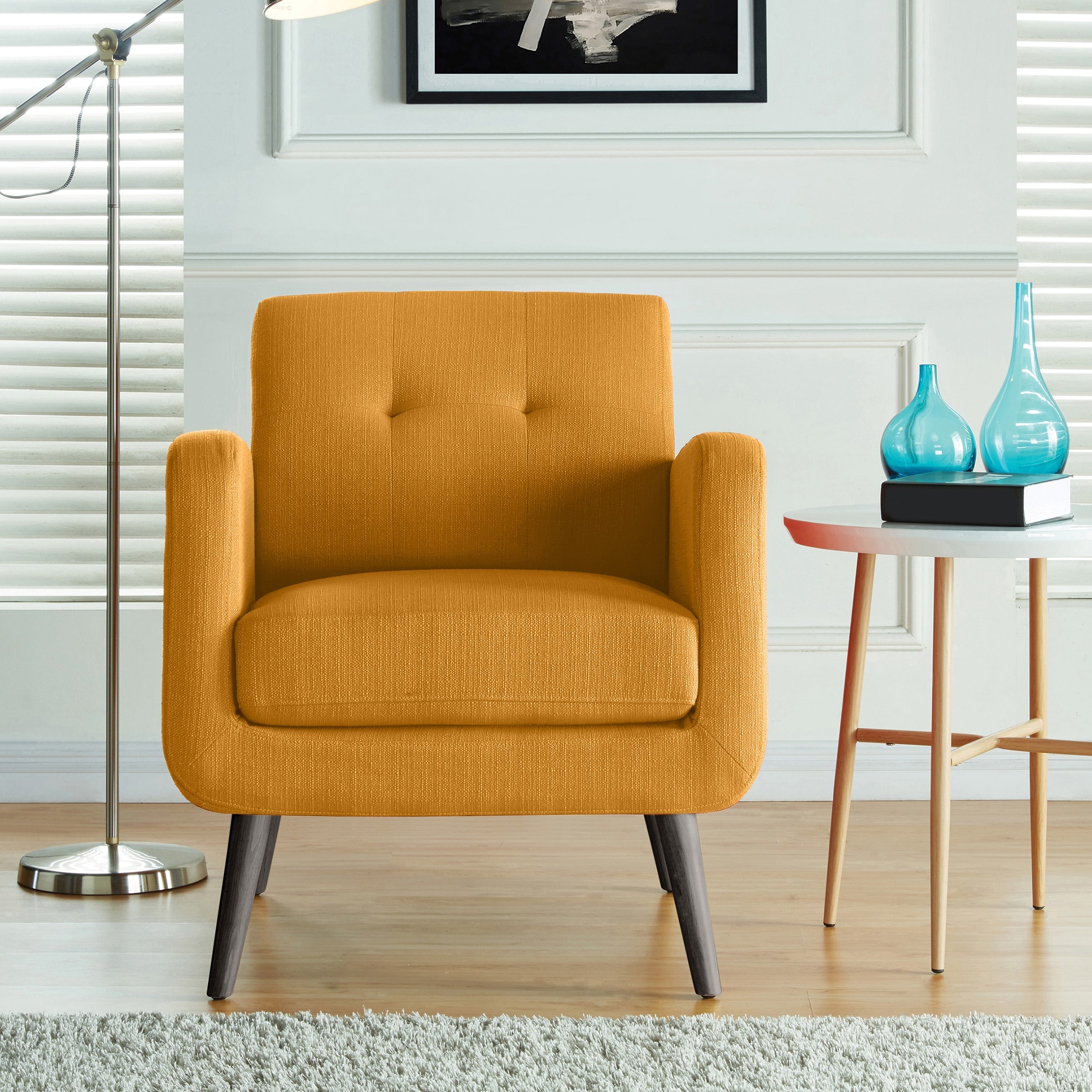 Carson Carrington Keflavik Mustard Yellow Mid century Accent