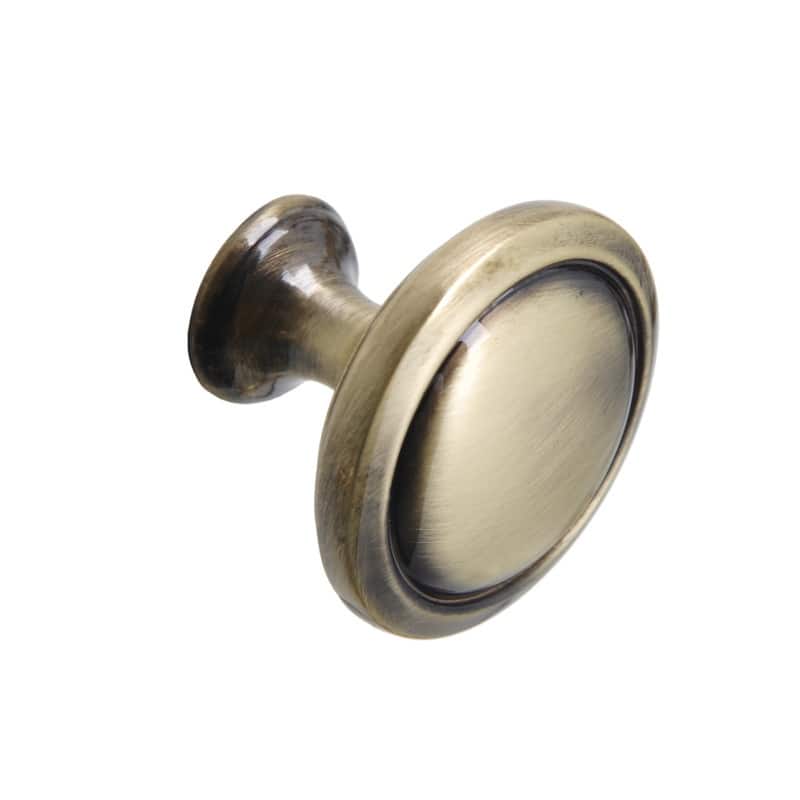 Utopia Alley Luna Cabinet Ring Pull Knob - Vintage Cabinet Antique Brass Hardware with Hand, Pull Knobs 1.2"