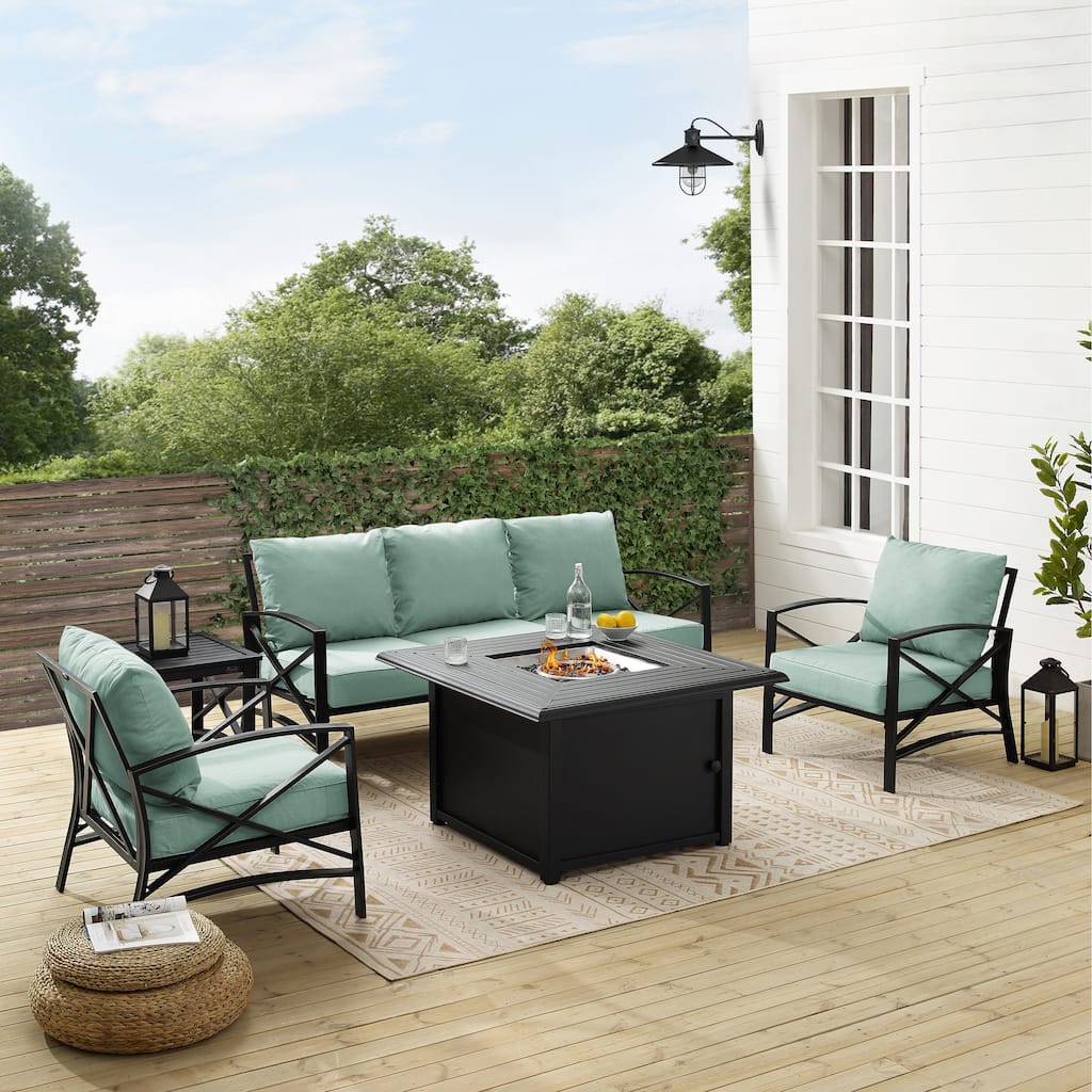 Crosley Kaplan 5Pc Outdoor Sofa Set W/Fire Table - 147 W x 91 D x 32 H