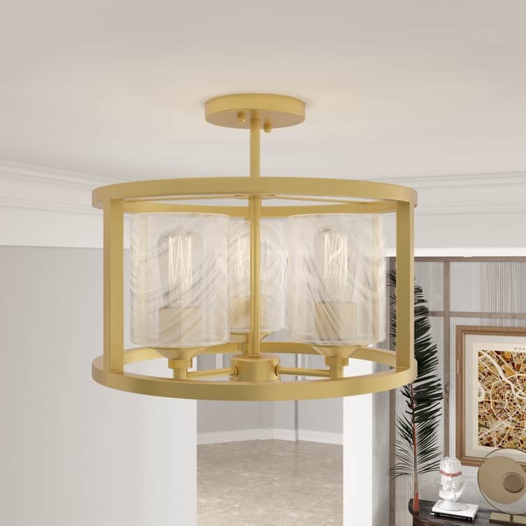 Acroma 3-Light Milk Glass Semi Flush Mount