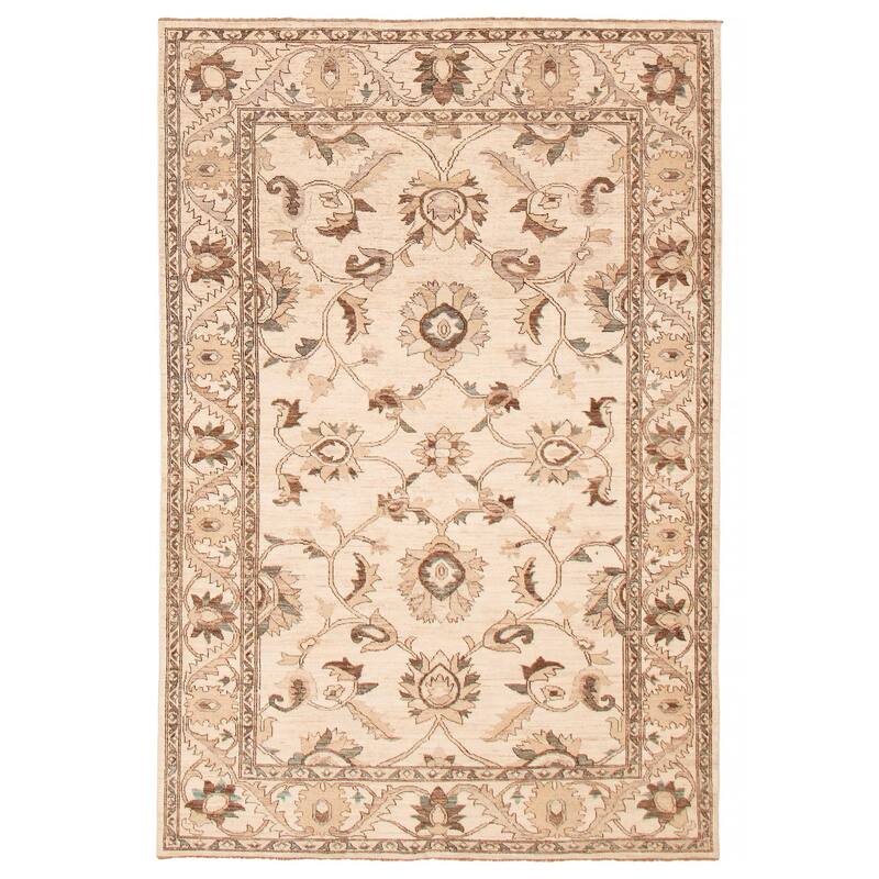 ECARPETGALLERY Hand-knotted Chobi Finest Cream Wool Rug - 5'11 x 8'9 - Cream - 5'11 x 8'9