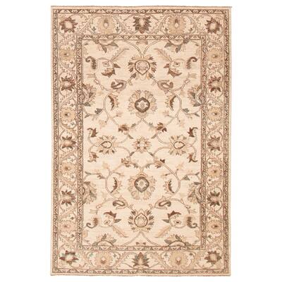 ECARPETGALLERY Hand-knotted Chobi Finest Cream Wool Rug - 5'11 x 8'9