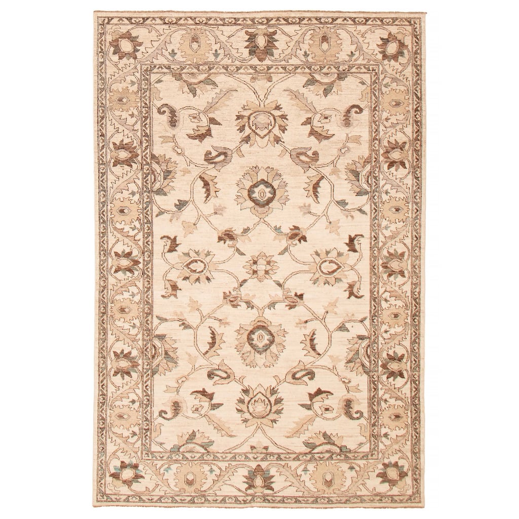 ECARPETGALLERY Hand-knotted Chobi Finest Cream Wool Rug - 5'11 x 8'9
