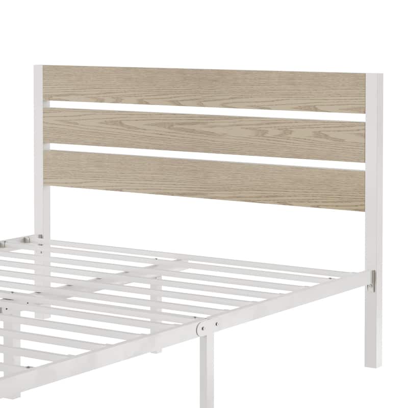 VECELO Industrial Wood Bed Frame with Headboard, Twin Size Beds/Full Size Beds/Queen Size Beds