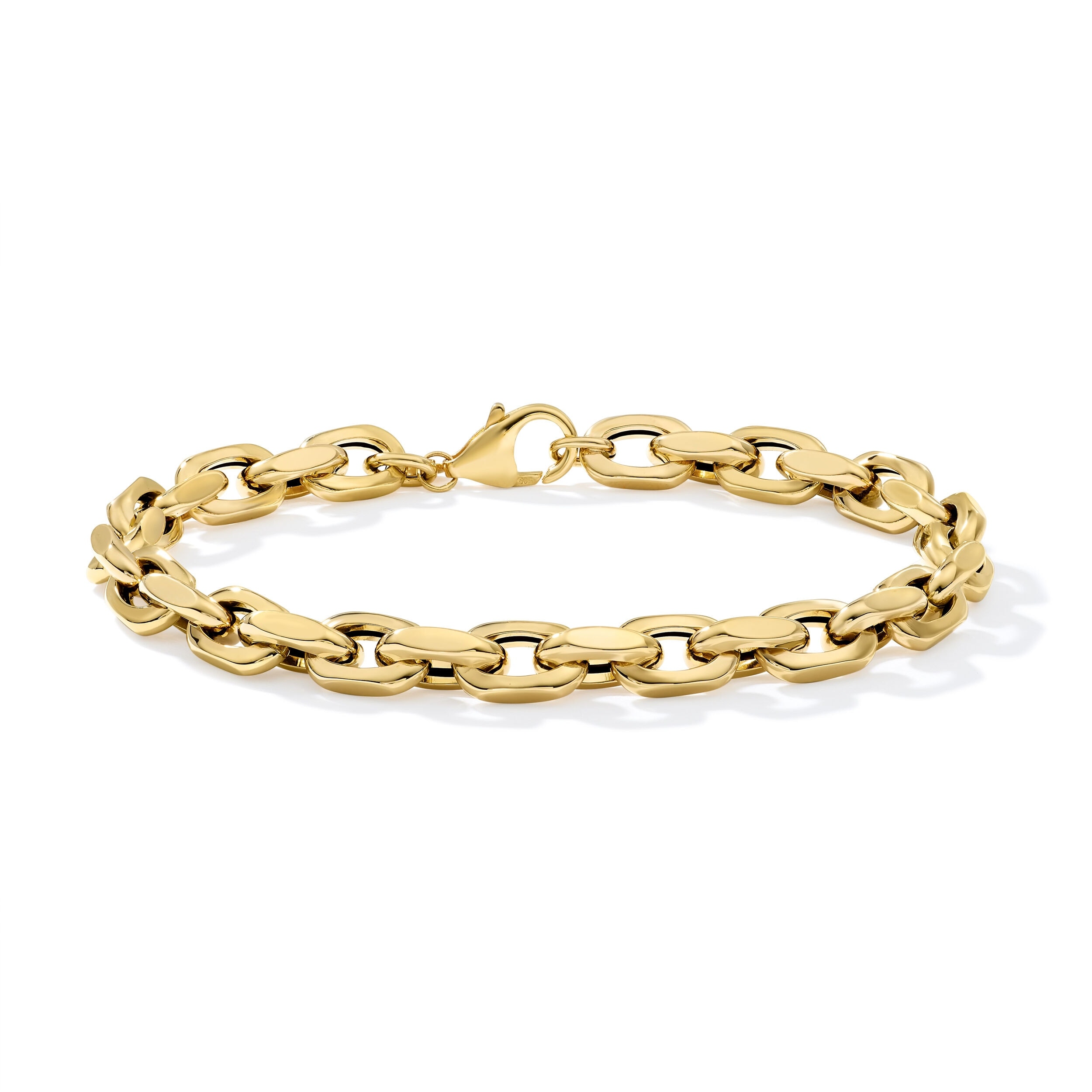 Clover 14K Yellow Gold High-Polish Elongated Link Bracelet - 7.75"