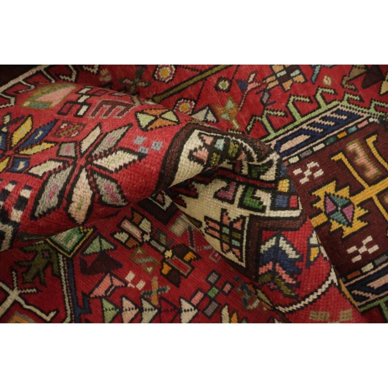 Hand Knotted Oriental 100% Wool Carpet Traditional Tribal Red Tabriz Runner Rug - 12' 4'' X 3' 7''