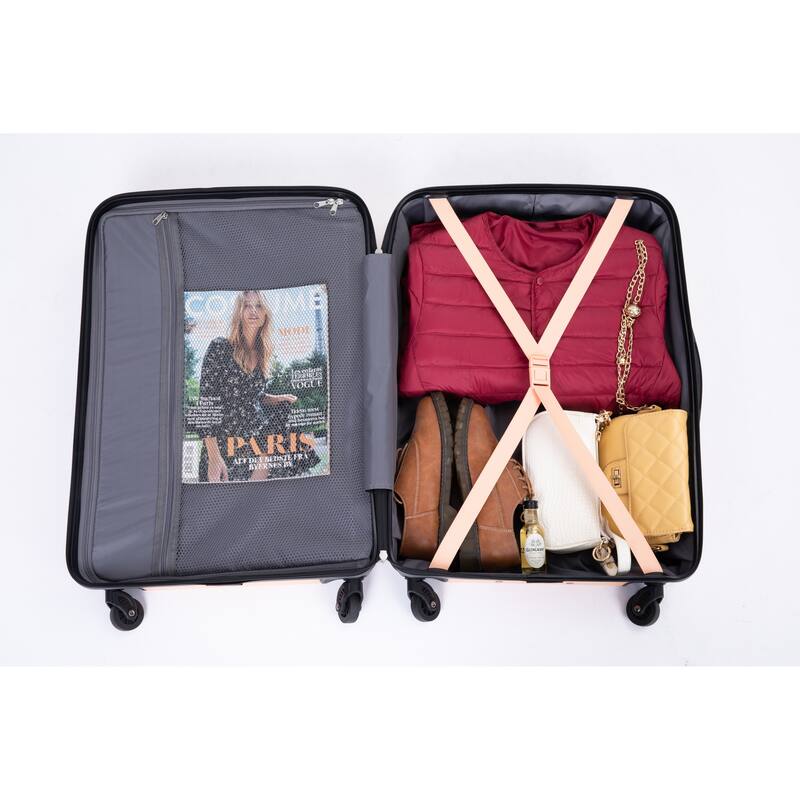 3 Piece PC Expandable Luggage Sets, Modern Lightweight Durable Suitcase with TSA Lock, Two Hooks and Spinner Wheels