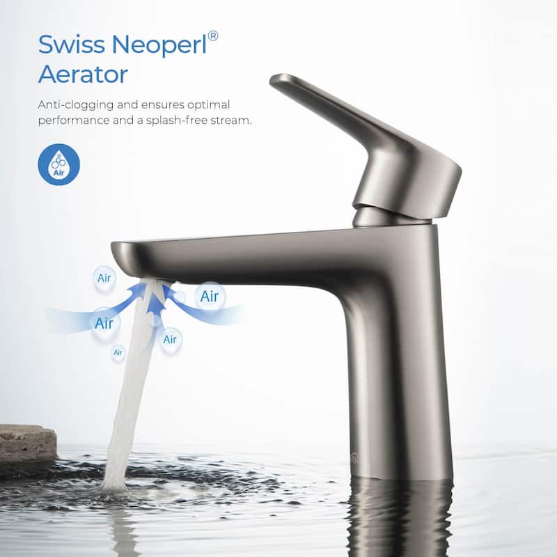 Lead Free Solid Brass Single Handle Bathroom Vanity Sink Faucet with Water Hose