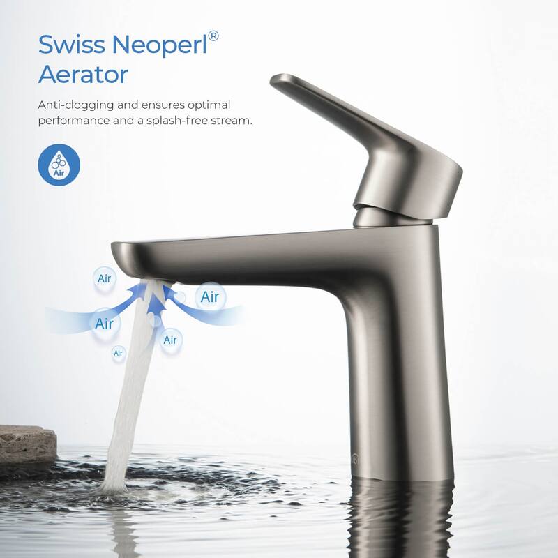 Lead Free Solid Brass Single Handle Bathroom Vanity Sink Faucet with Water Hose