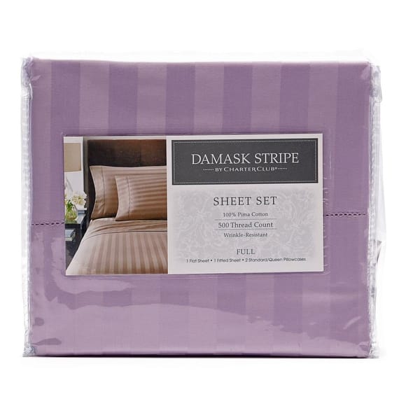 Shop Charter Club Damask Stripe Sheet Set 4 Piece Overstock