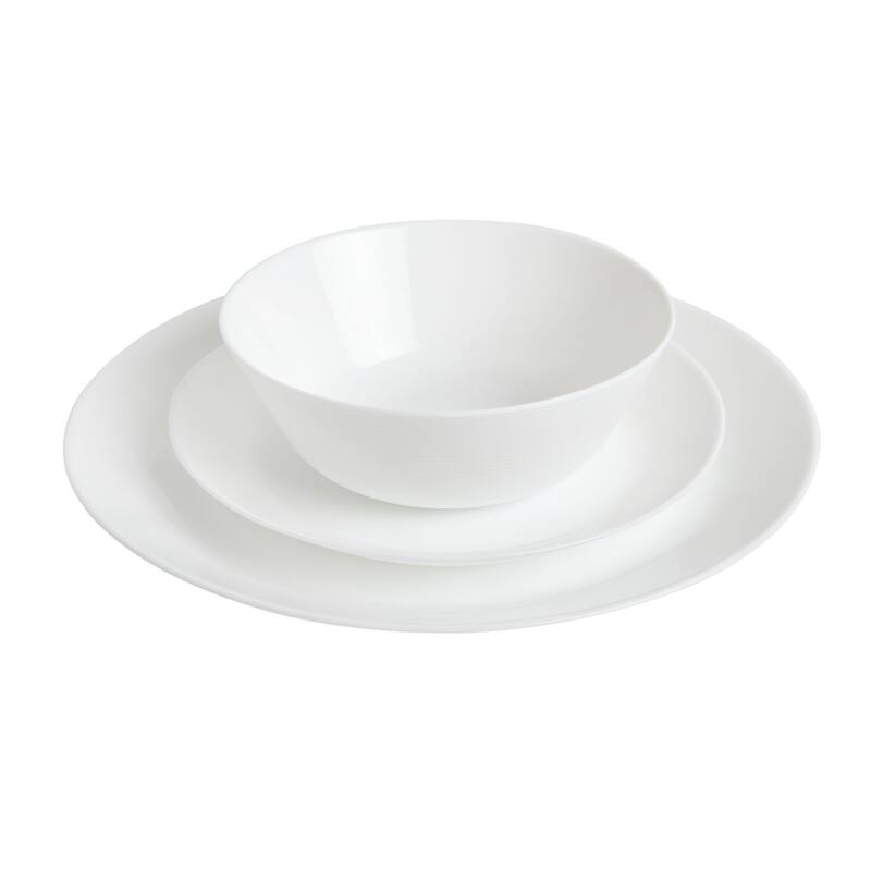 Gibson Home Ultra Round 18-Piece Dinnerware Set, Opal Glass