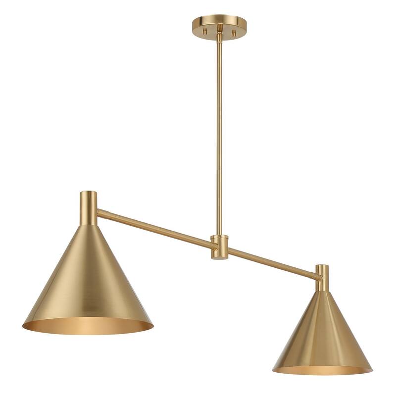 Pharos 2-Light Linear Chandelier in Noble Brass by Breegan Jane