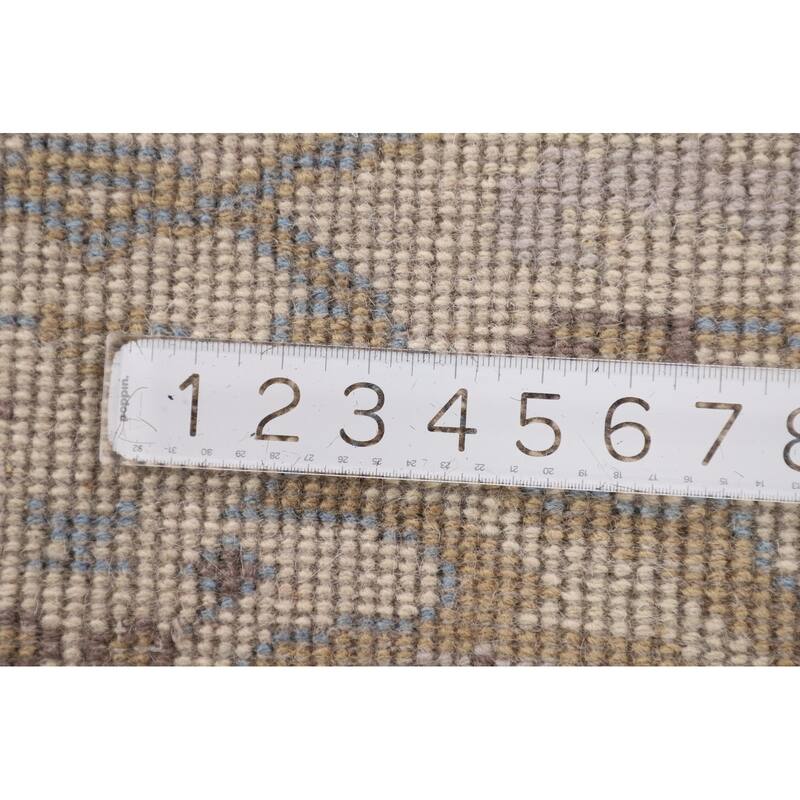 Ivory & Blue Oushak Indian Runner Rug Handmade Wool Carpet - 2'7"x 7'8"