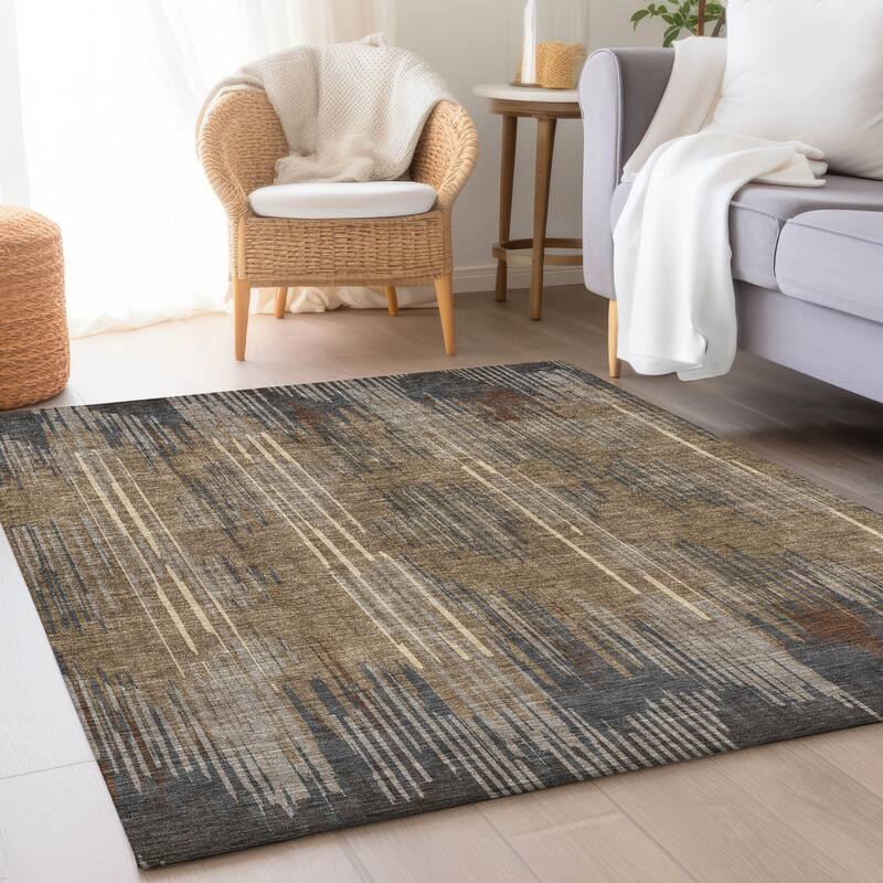 Premium Washable Super Soft Transitional Stripes Mayfield Rug - Taupe - 3' x 5' - Rectangle