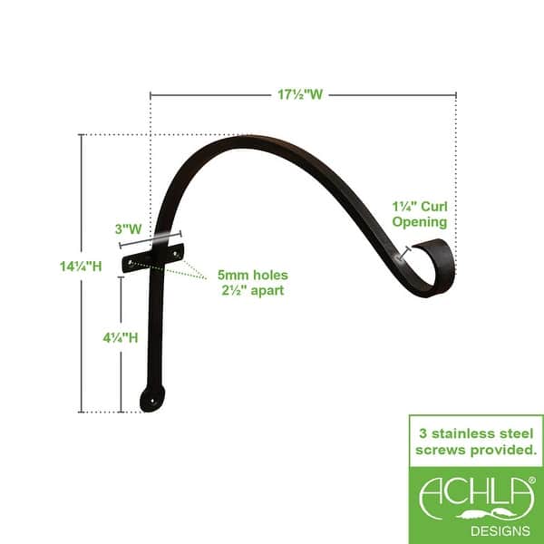Achla Designs Set of 2 Wall Mounted Up Curled Brackets, 18 Inch Tall ...