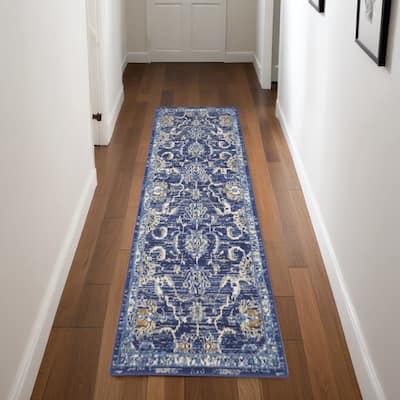 Power Loomed Floral Traditional Area Rug - 90' X '27' X '0.5