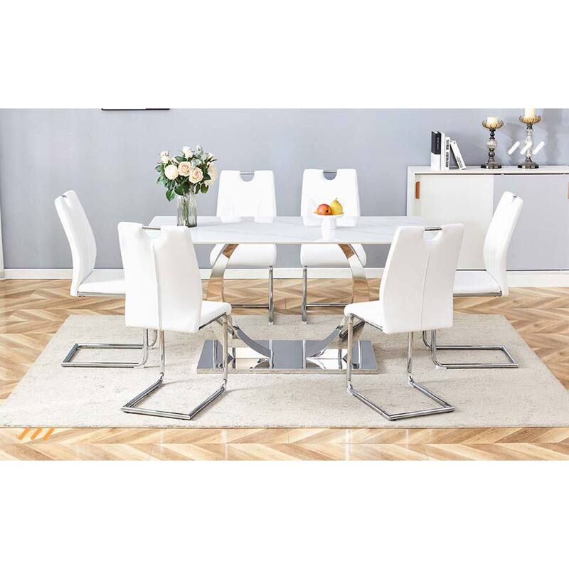 PU Dining Chair Set(Set of 6) - White
