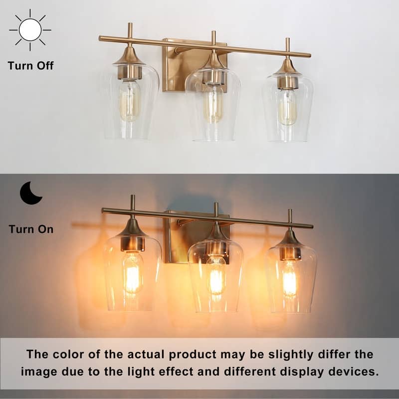Modern Gold 3-light Wall Sconces Linear Dimmable Bathroom Vanity Lights - L20" x W6" x H9.5"
