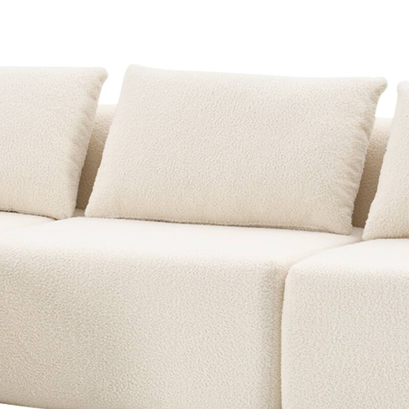 Dovelina Teddy Fabric Foam-Filled Sleeper Sofa Chaise for Living Room