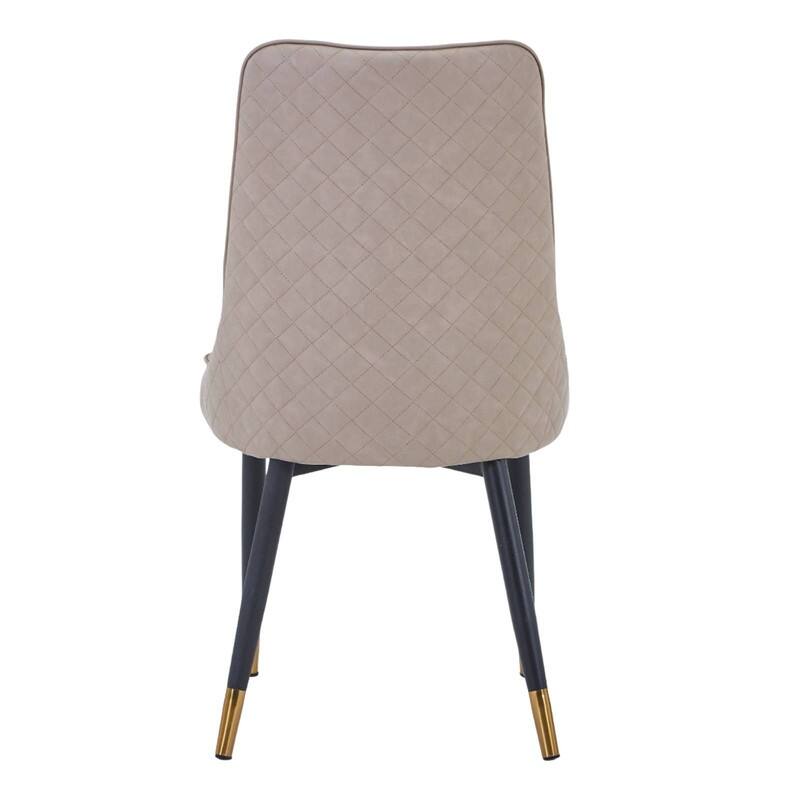 Allure Modern High Back Fabric/Leather Upholstered Dining Chairs with Oak Wood Legs and Diamond Stitching (Set of 2)