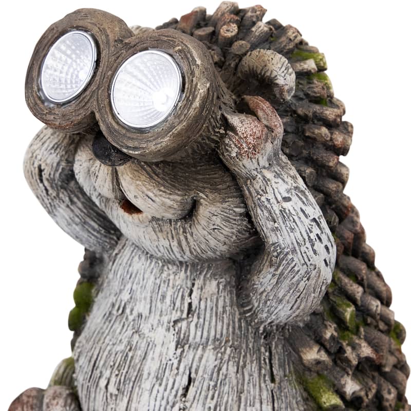 Hedgehog with Binoculars Outdoor Solar Lighted Garden Statue - 11.5"