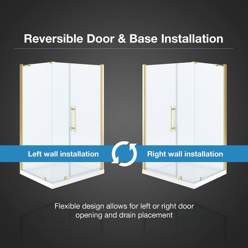 OVE Decors Pasadena Corner Frameless Pivot Shower Door Kit with Base Pan, 2025