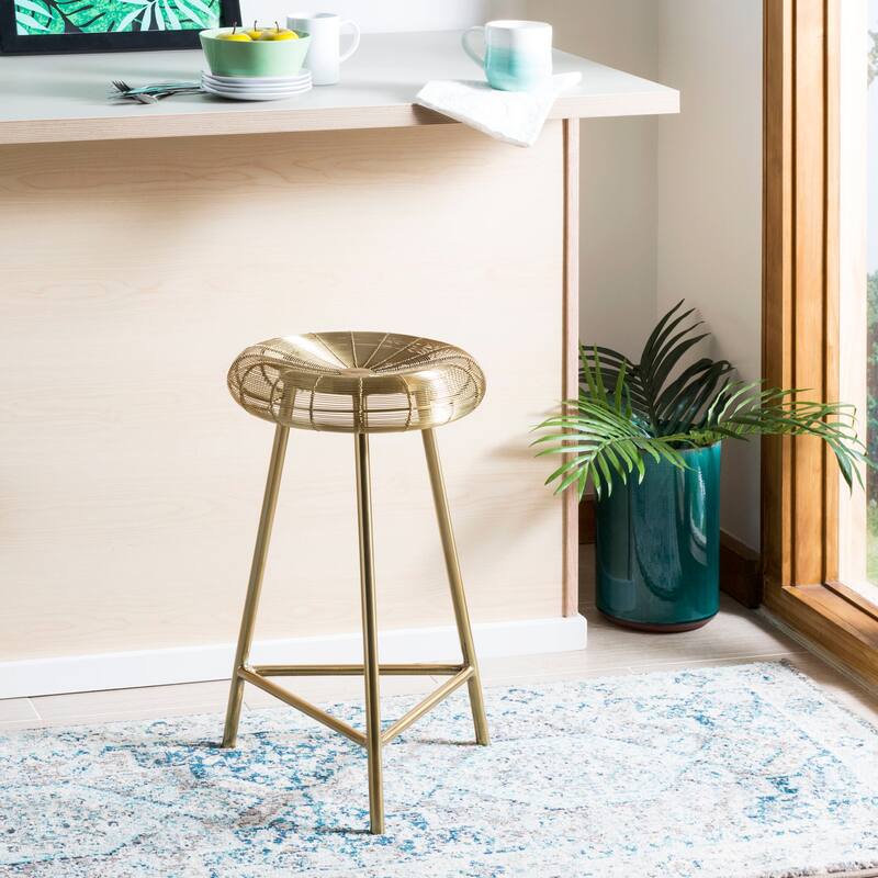 SAFAVIEH Deanne 30-inch Wire Weaved Contemporary Counter Stool - Gold - 17.8" x 17.8" x 30" - 15Wx15Dx24H - Gold