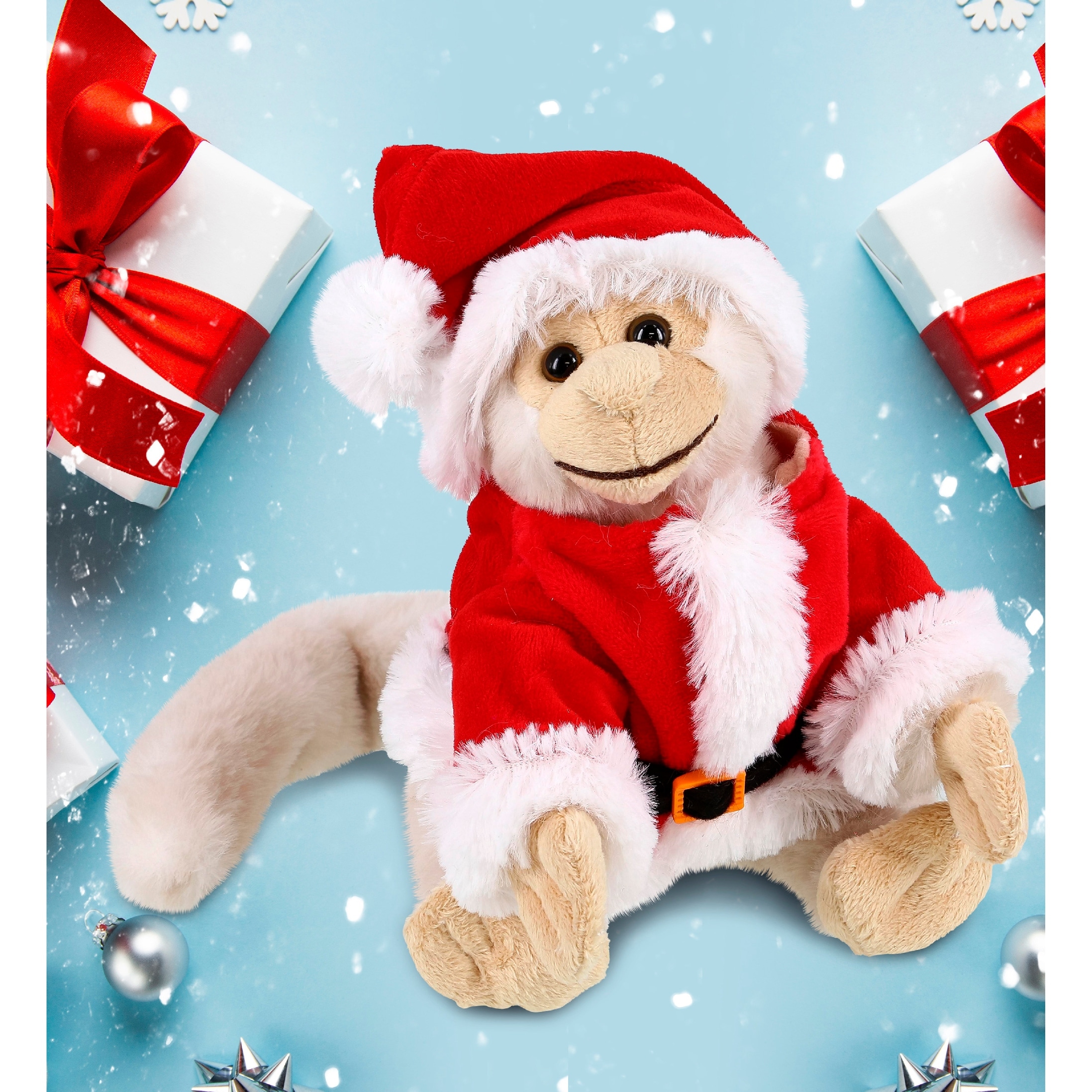 DolliBu Santa White Squirrel Monkey Stuffed Animal Plush with Outfit 12.5 inches Bed Bath Beyond 37885774