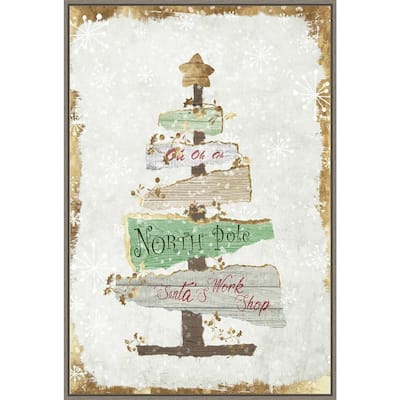 Golden Christmas Tree by PI Studio Framed Canvas Wall Art
