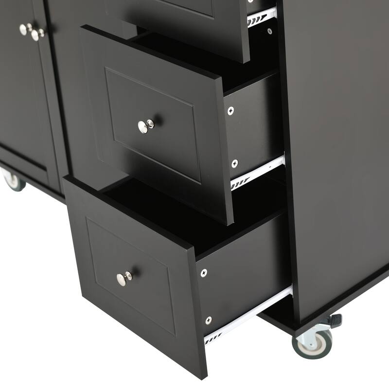 52.7 Inch Width Rolling Mobile Kitchen Island with Locking Wheels