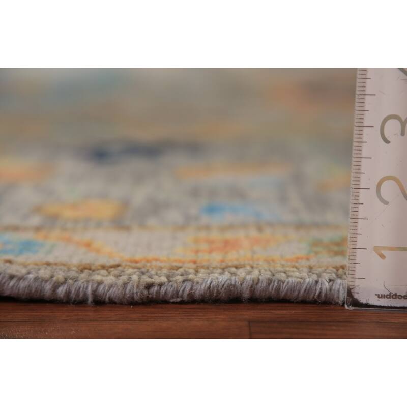 Floral Oushak Indian Area Rug Hand-Knotted Bedroom Wool Carpet - 7'10"x 9'9"