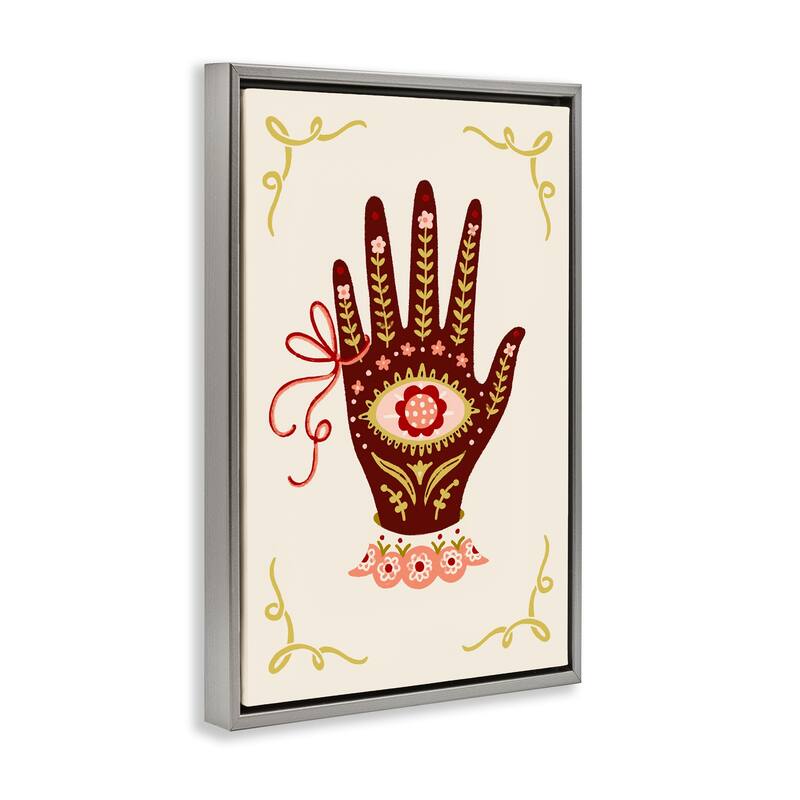 Stupell Boho Folk Style Hand Framed Floater Canvas Wall Art Design By Hannah Moren