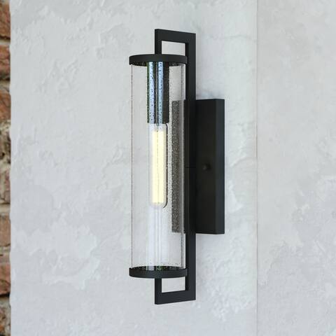 Morgan Park 1 Light Black Dusk to Dawn Contemporary Outdoor Wall Lantern Clear Glass