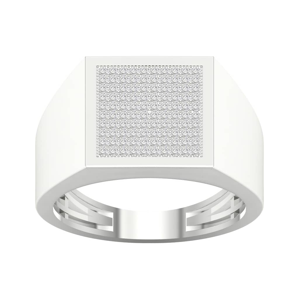 1/3ct TDW Cluster Diamond Ring in Silver for Men - White