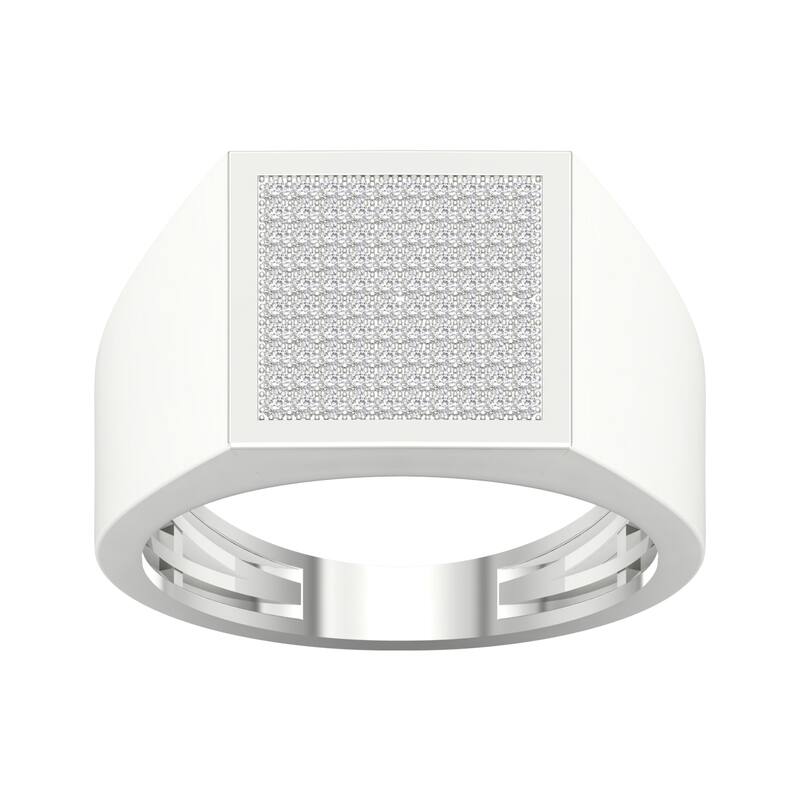 1/3ct TDW Cluster Diamond Ring in Silver for Men - White